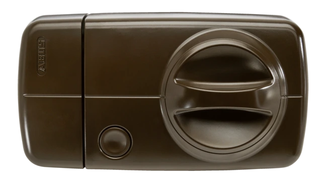 Verrou de porte supplémentaire sans fil Secvest supplémentaire avec bouton de porte tournant (marron) vue frontale
