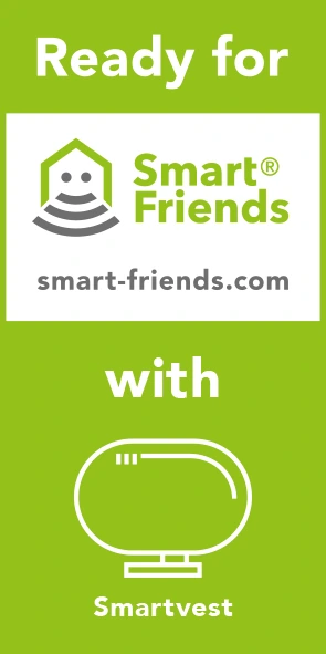 Ready for Smart Friends with Smartvest; Weitere Informationen zum Einbinden in ein Smart Home System, finden Sie auf www.smart-friends.com
