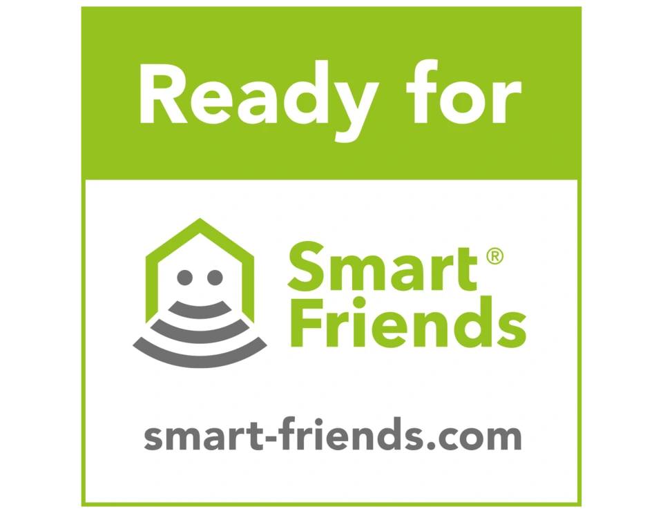 Ready for Smart Friends; Weitere Informationen zum Einbinden in ein Smart Home System, finden Sie auf www.smart-friends.com