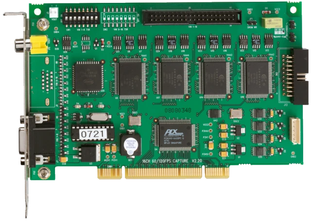 Carte de vidéosurveillance PCI 8 CH @ 50 FPS vue frontale