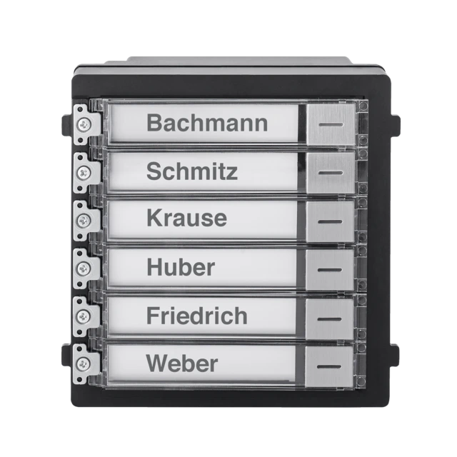 Ringeklokke-modul (6 taster) til dørsamtaleanlæg (rustfrit stål)