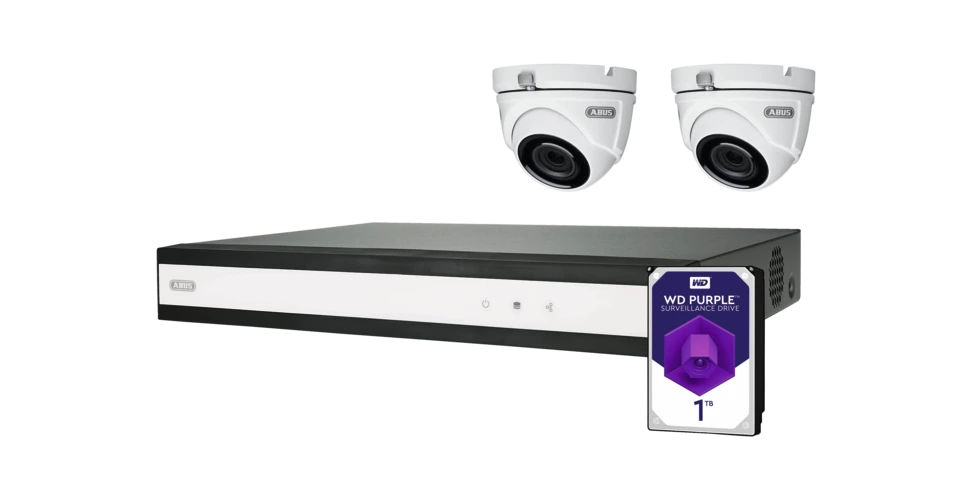 All-in-one set for surveillance with 2 analogue HD cams