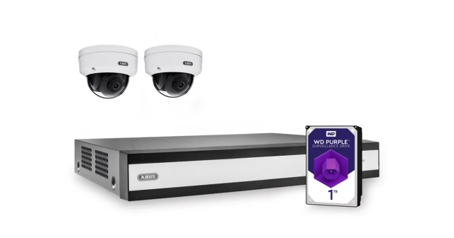 ABUS complete set met NVR en 2 PoE-minidomecamera's